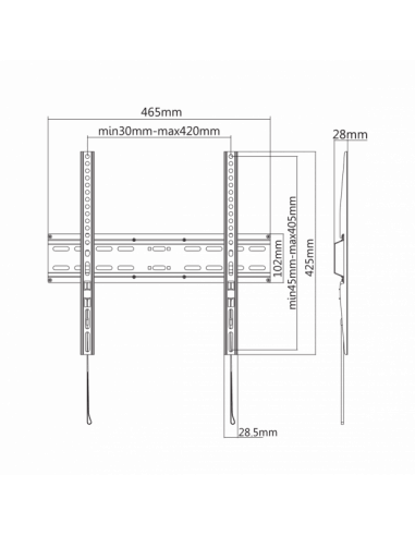 Support Mural Fixe SBOX Pour TV 32" -...
