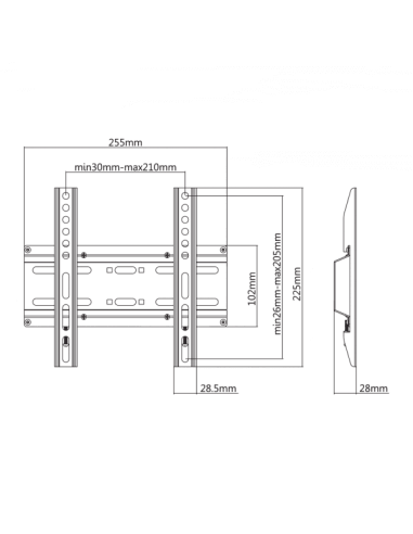 Support Mural Fixe SBOX Pour TV 32" -...