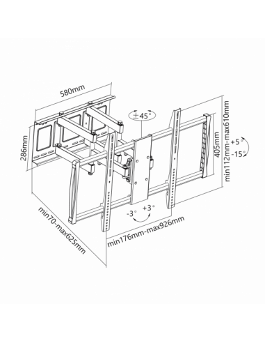 Support mural TV 60 "-100" - PLB-3769...