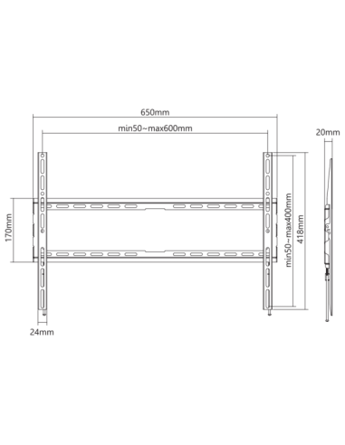 Support TV mural fixe 37" 94" -...