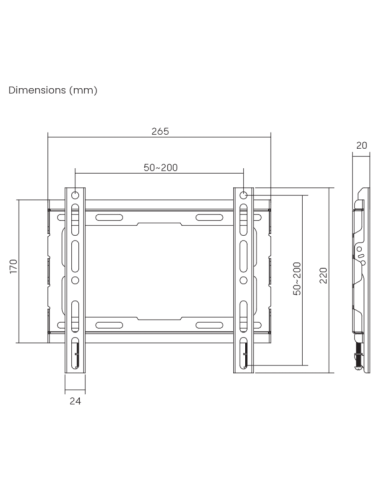 Support mural PLB-2222F-2  Fixe 23''...