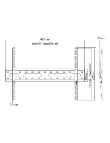 Support mural PLB-2546F-2 fixe 37'' -...