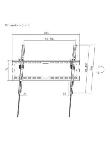 Support mural PLB-3446T-2 fixe 37'' -...